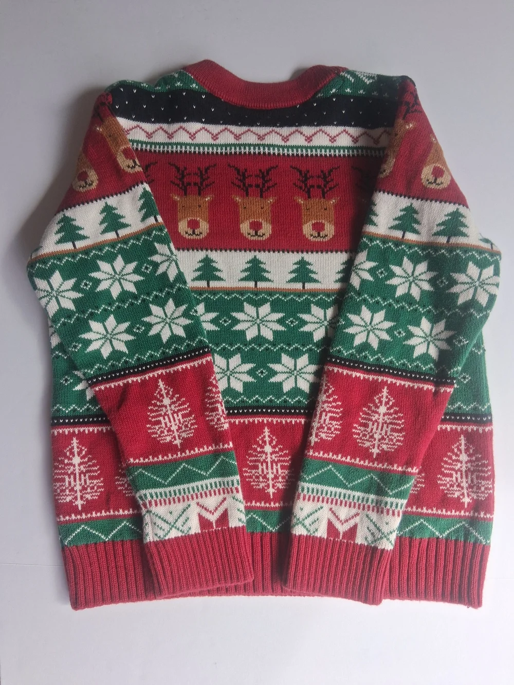 Kids 4T Gymboee Red & Green Reindeer Tree Snowflake 100% Cotton Holiday Sweater